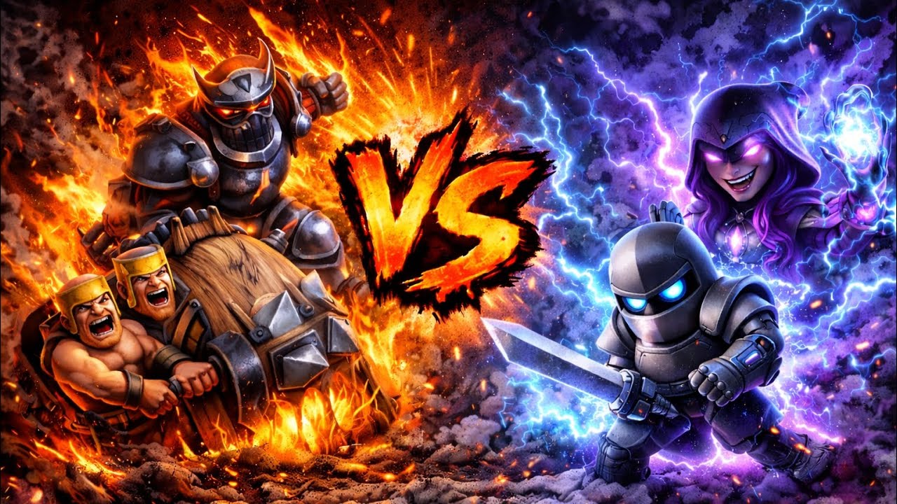 😱💀BATTLE RAM + EVO MEGA KNIGHT vs MINI P.E.K.K.A + EVO WITCH 😱 | TOTAL CHAOS