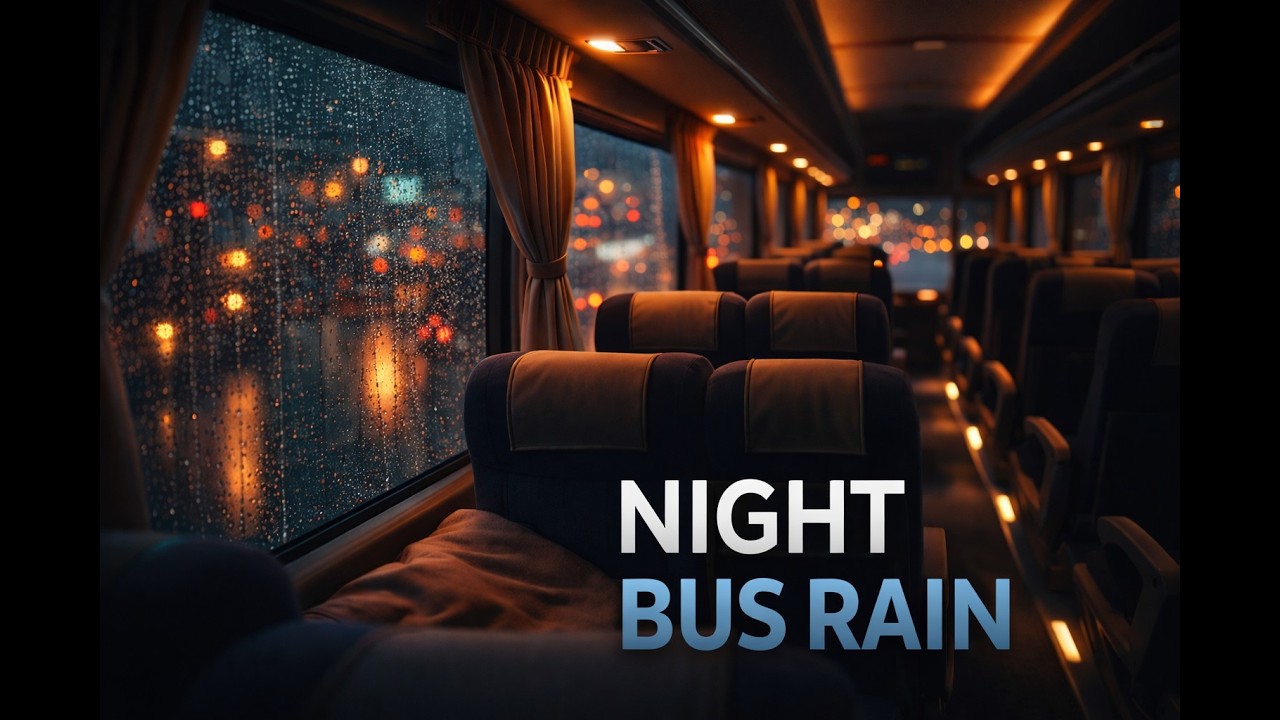 Night Bus in Heavy Rain 🌧️ Cozy City Ride for Deep Sleep & Relaxation (3+ Hours)
