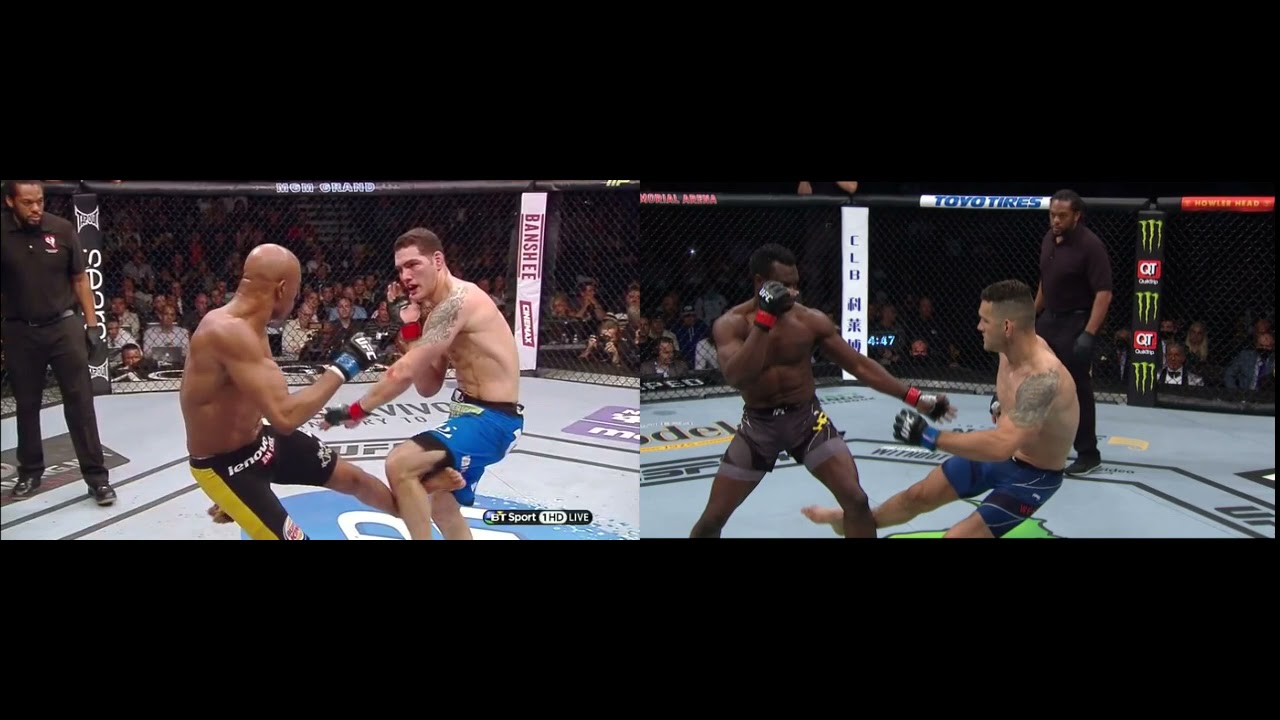 Chris Weidman Vs. Uriah Hall/Anderson Silva Leg Break Side-by-Side 2021
