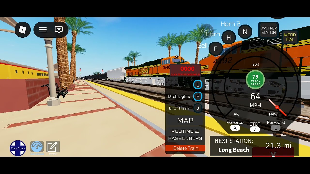 (Roblox) BNSF ET44C4 3827 Passing by Fullerton Leading BNSF Ethanol Train