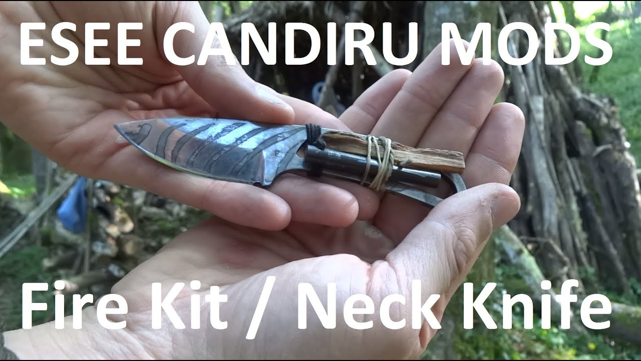 Bushcraft - ESEE Candiru mods : UltraLight Fire Kit Neck Knife.
