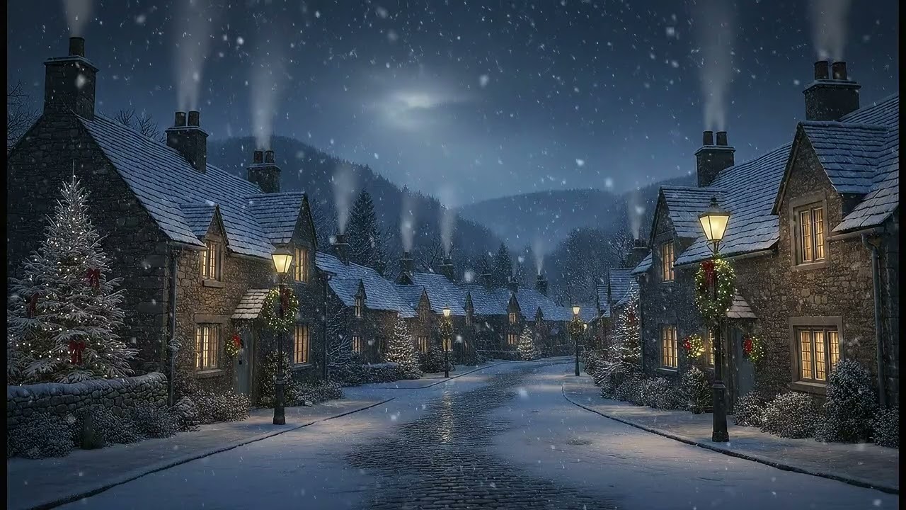 Cozy Stone Cottage Village 4K | Peaceful Wintertime Ambience