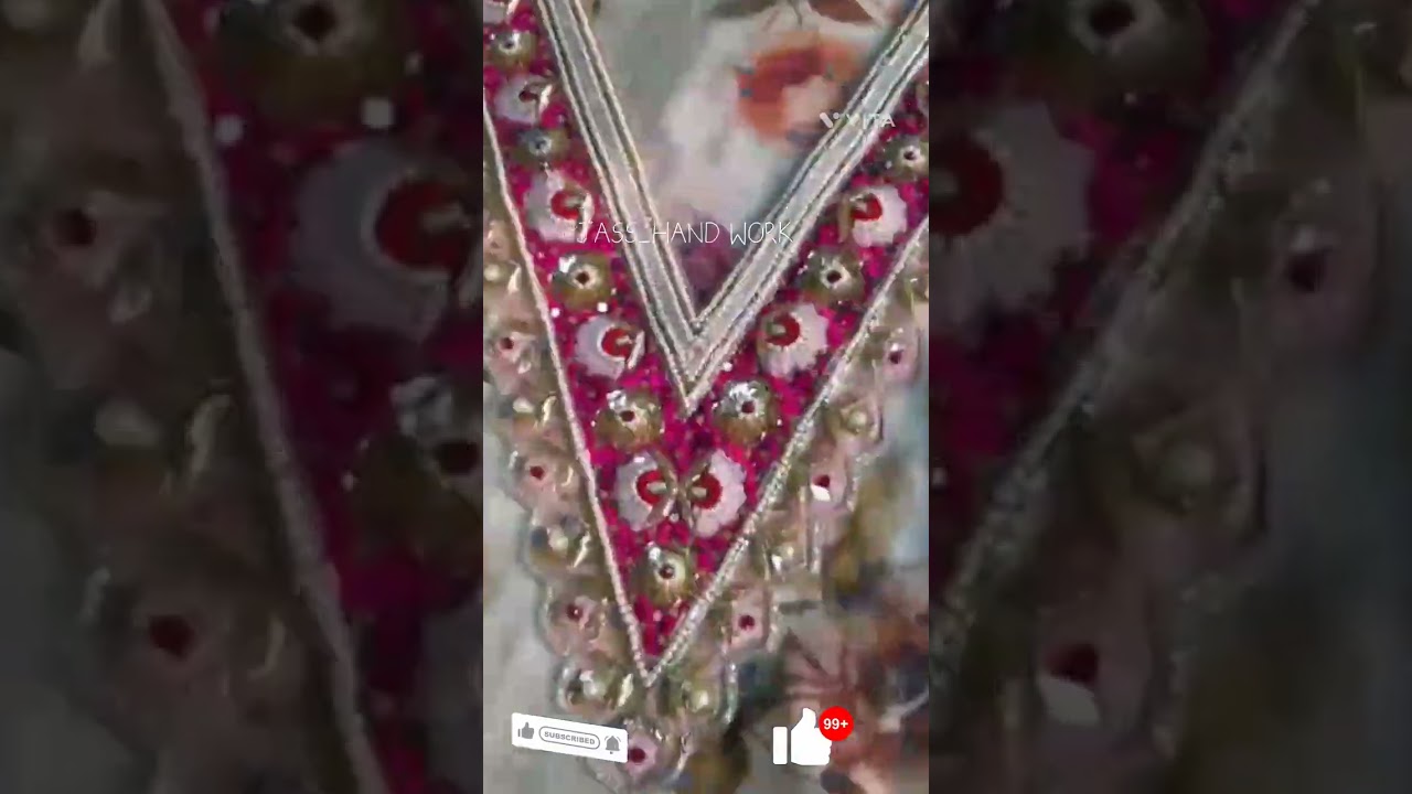 Elegant Pink & Gold Hand Embroidery Neck Design | Zari Dabka Moti Work | Designer Suit Neckline 2026