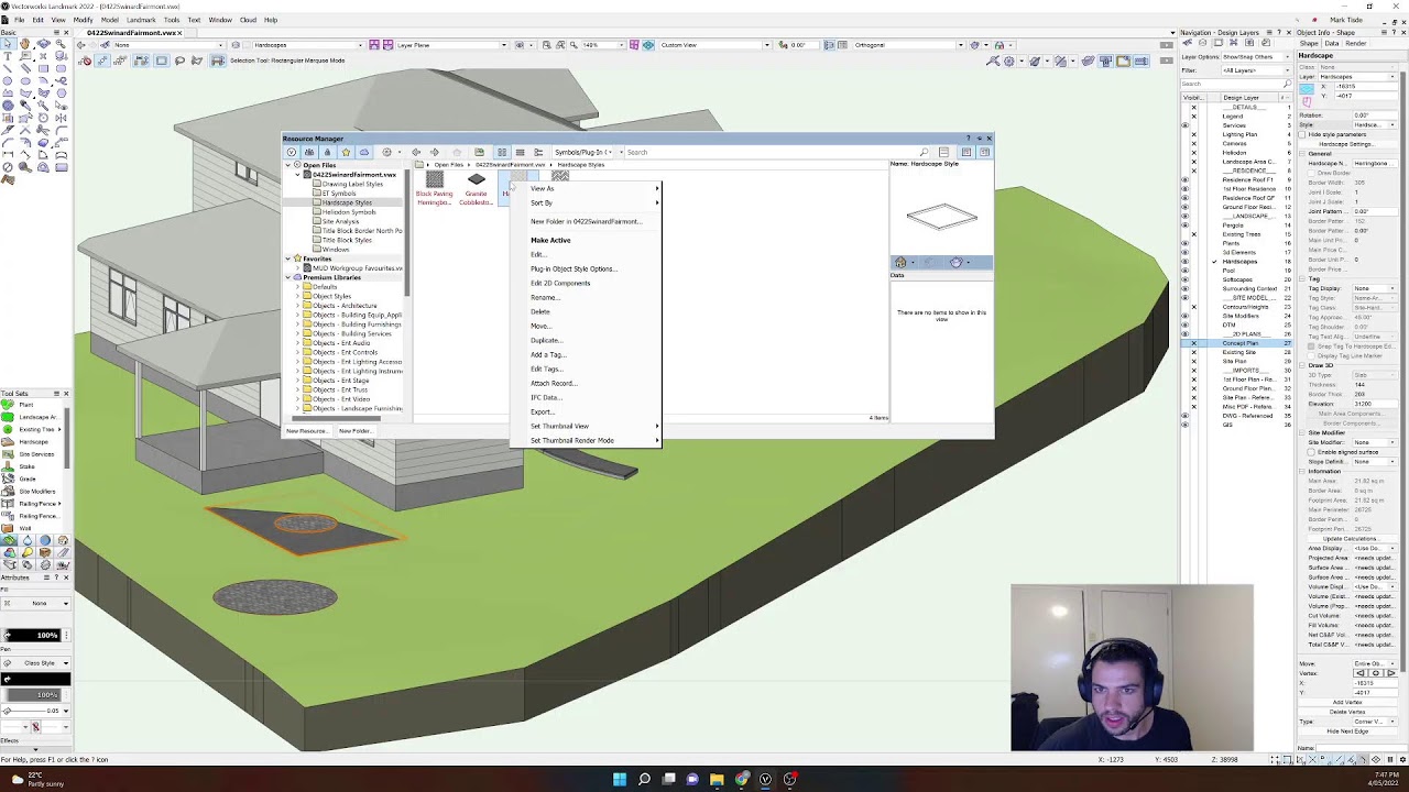Vectorworks Live Design Stream - Hardscape Area Workthrough