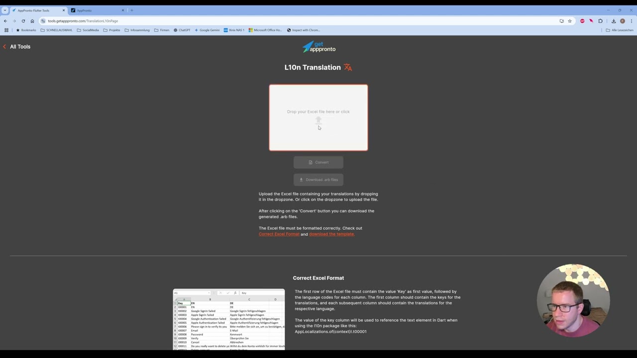 Flutter L10n: Easily manage translations in excel and convert them to .arb files with this free tool