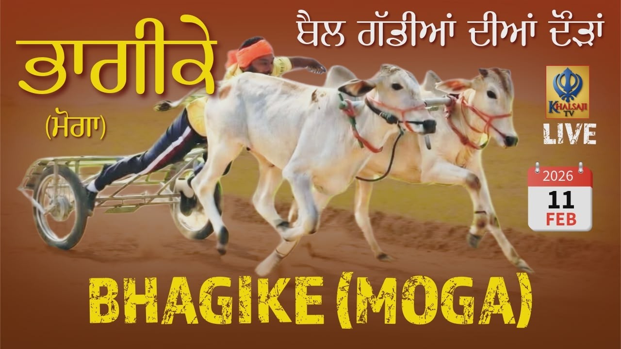 🔴[Live] Bhagike | Moga | ਬੈਲ ਗੱਡੀਆਂ ਦੀਆਂ ਦੌੜਾਂ  | Ox Races | 11 Feb 2026 | Khalsaji Tv