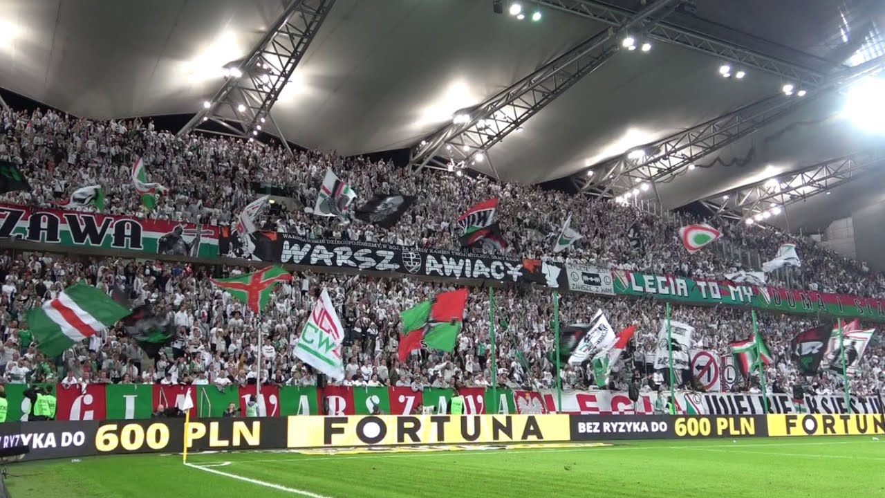 Doping kibiców Legii na meczu ze Slavią