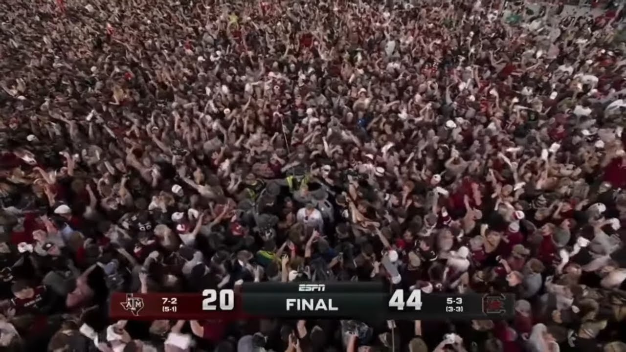 South Carolina UPSETS #10 Texas A&M and fans storm the field