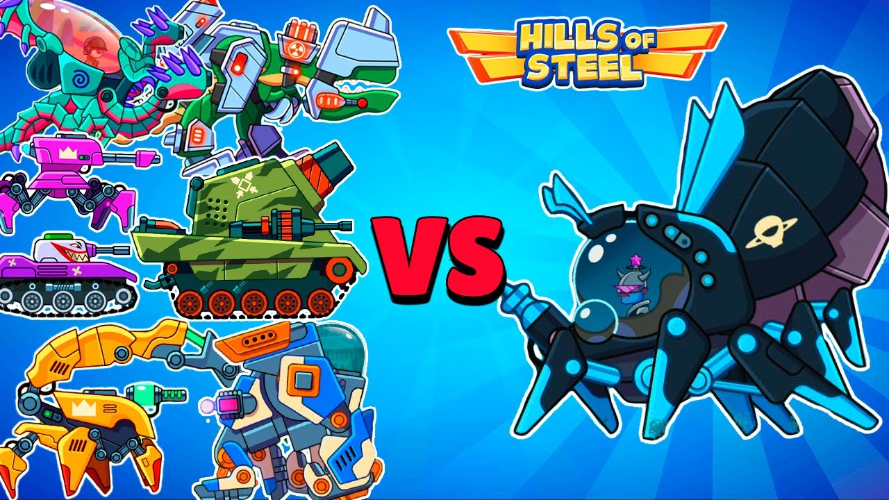 BOSS HIVEMIND VS ALL 19 TANKS in Hills of Steel. Games Tanks