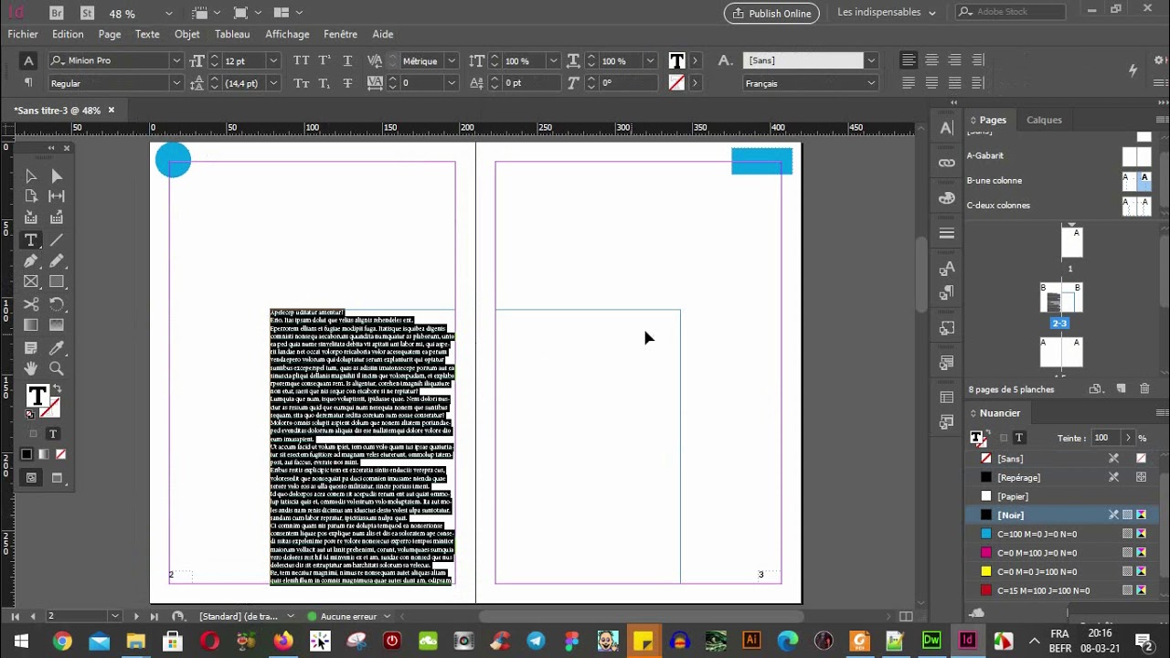 Indesign gabarits styles caract&egrave;res et paragraph