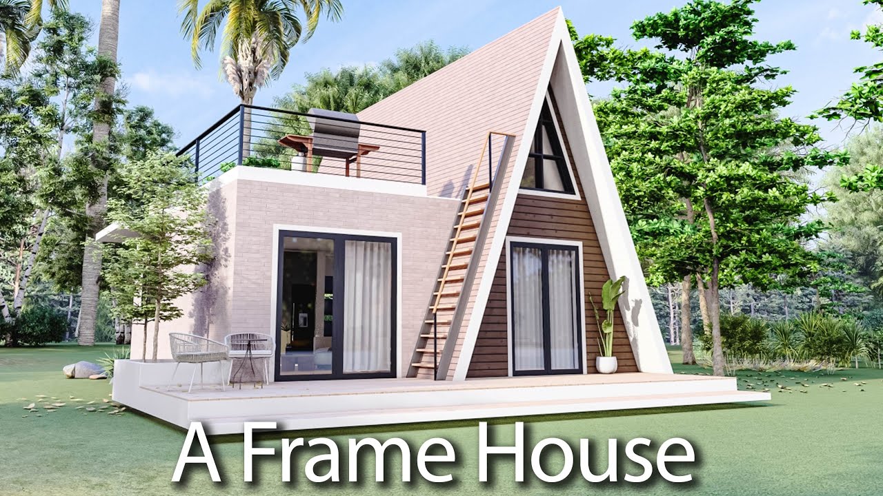 (7x8 Meters) A Frame House Design | 1 Bedroom Tiny House Tour | Tiny House Living