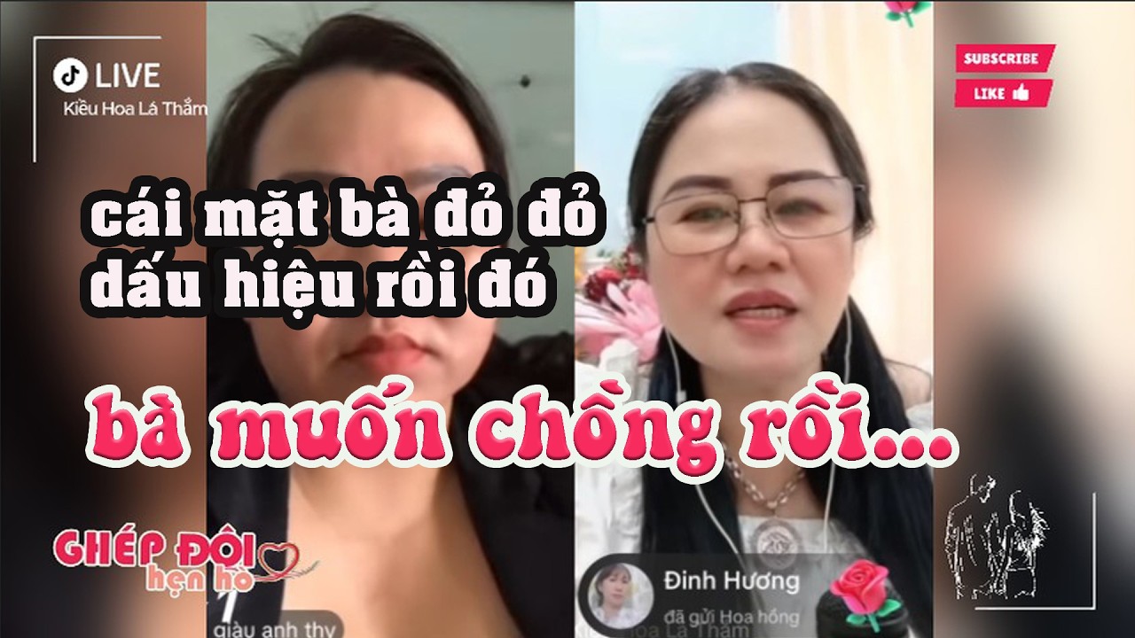 Thắm ghép đôi. Cái mặt bà đỏ vậy muốn chồng đó