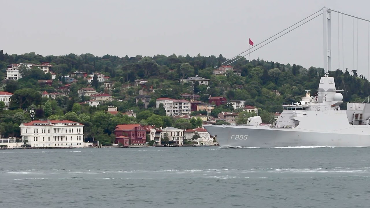De Zeven Provincien Class air-defence frigate HNLMS Evertsen transited Bosphorus