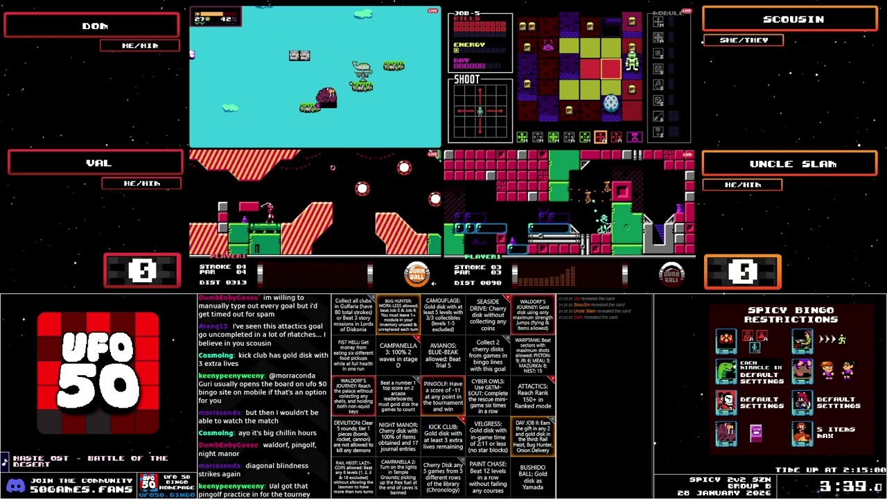 UFO 50 2v2 Spicy Szn Winter 2026 - Dom/Val vs Scousin/Uncle Slam - 28 January 2026