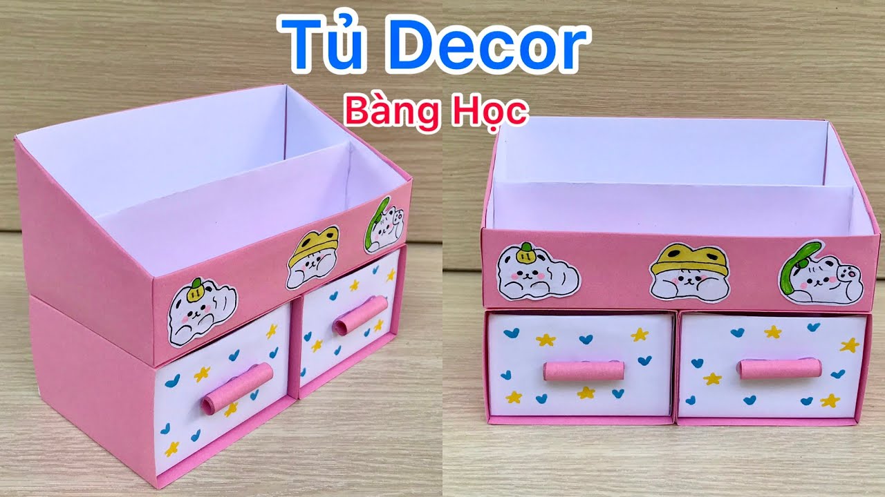 Cách làm tủ decor bàng học bằng giấy