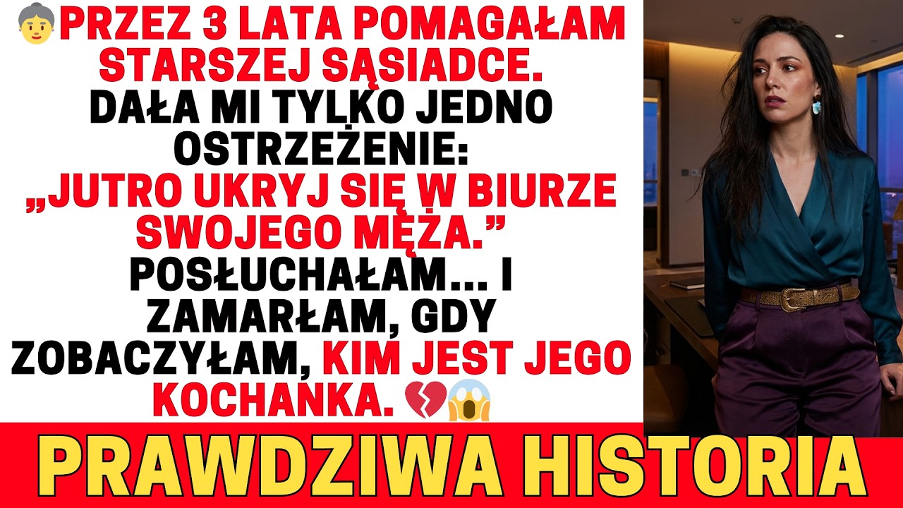 👵 Przez 3 lata pomagałam staruszce. Kazała mi ukryć się w biurze męża… Zobaczyłam jego kochankę! 💔😱