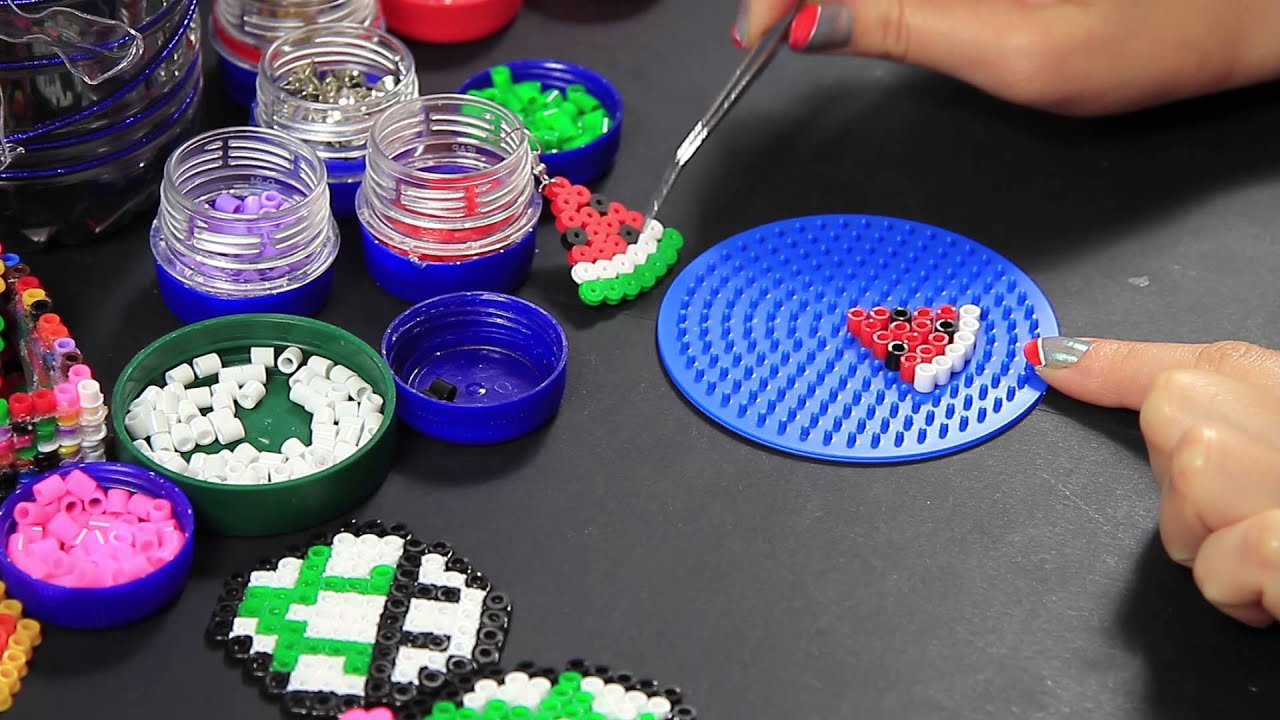 Hama Beads Pyssla - Orecchini Anguria - earrings watermelon - Video Tutorial -