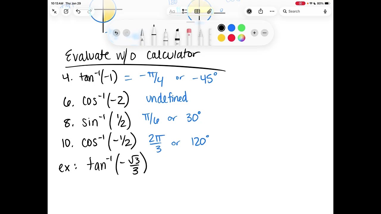 Algebra 2 13.4 Evaluate Inverse Trigonometric Functions