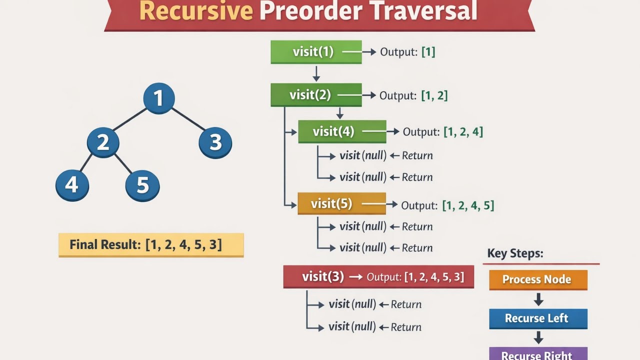 Binary Tree - Preorder Traversal Recursive Approach