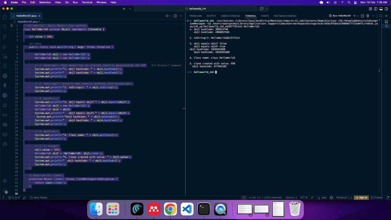 Java Object Class Methods Explained | hashCode(), toString(), equals(), getClass(), clone()