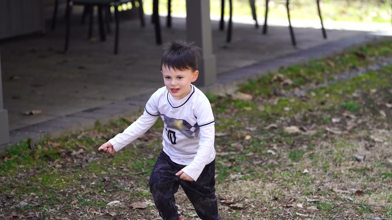 toddlers never stop running/ rock