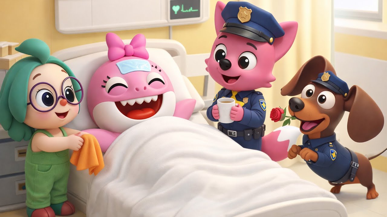 When Police Friends Come to Cheer Pinkfong Up 🚓💐 | A Heartwarming Moment | Funny Pinkfong Animation