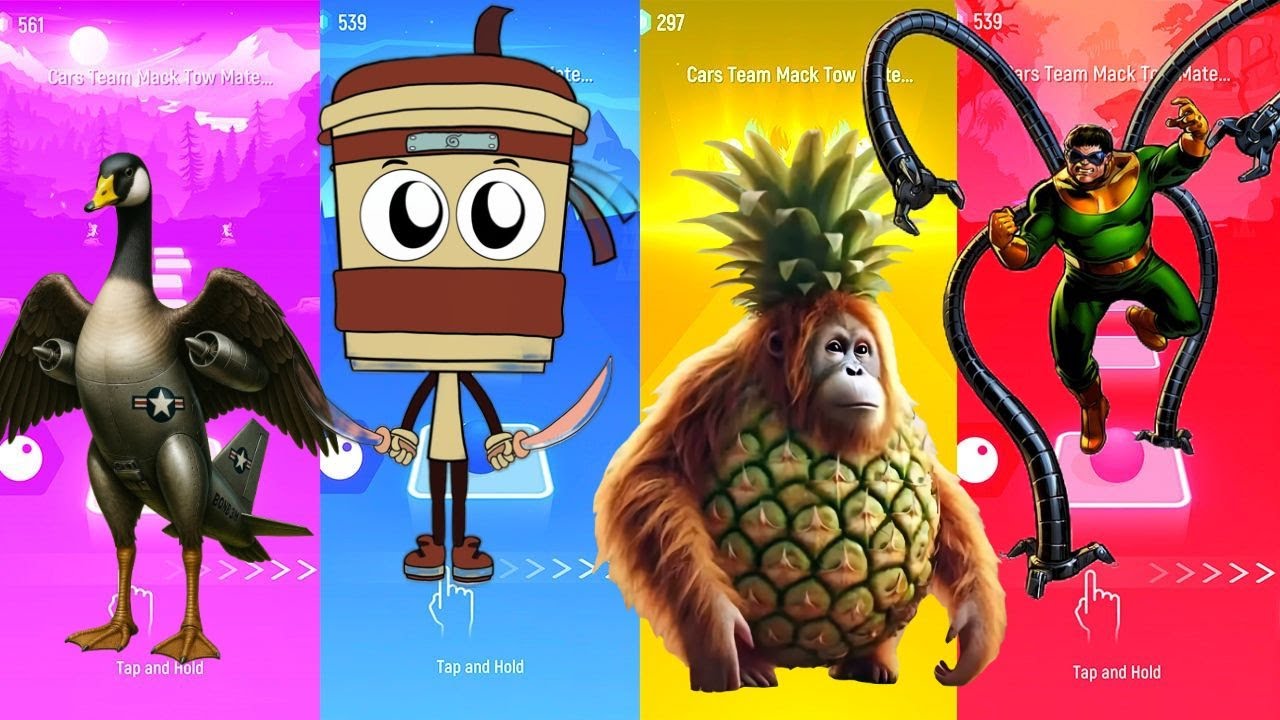 Bombombini vs Cappuccino Assassino vs Orangutini vs Octopoos | Tiles Hop EDM Rush Brainrot