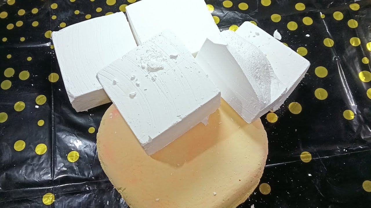 Four blocks of Soft Crunchy and Fluffy Gym Chalk and new reforms💛ASMR-Calming video🤍no talking