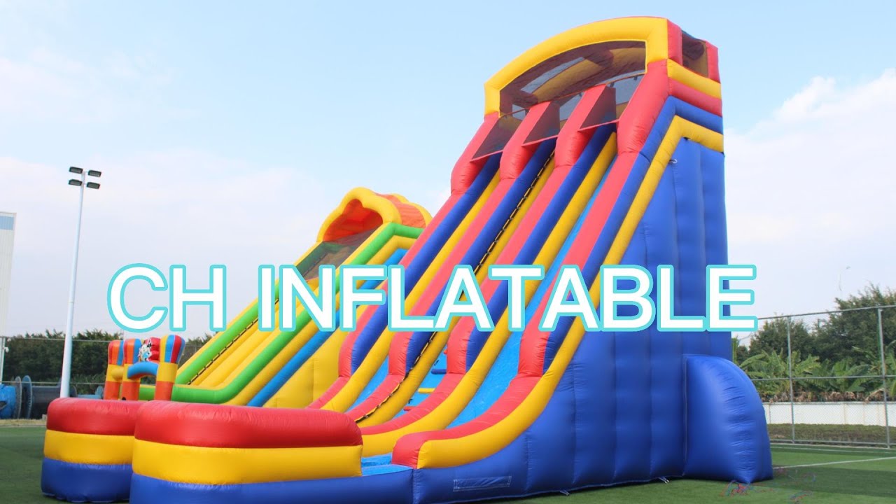 Awsome!The Drone Shoots The Details Of Inflatable Slide From Different Angles
