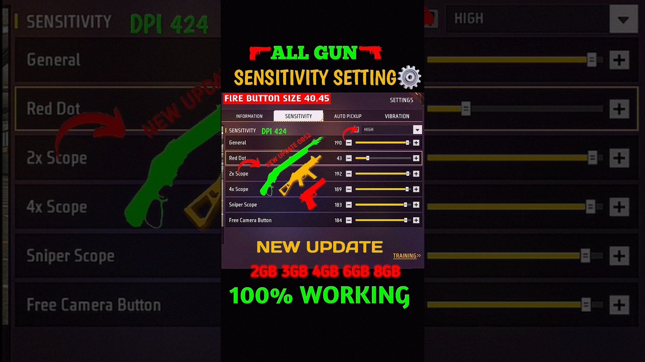 Free Fire Ob52 Update 4Gb Ram Auto Headshot Sensitivity Setting ⚙️| 200 Sensitivity Settings In 2026