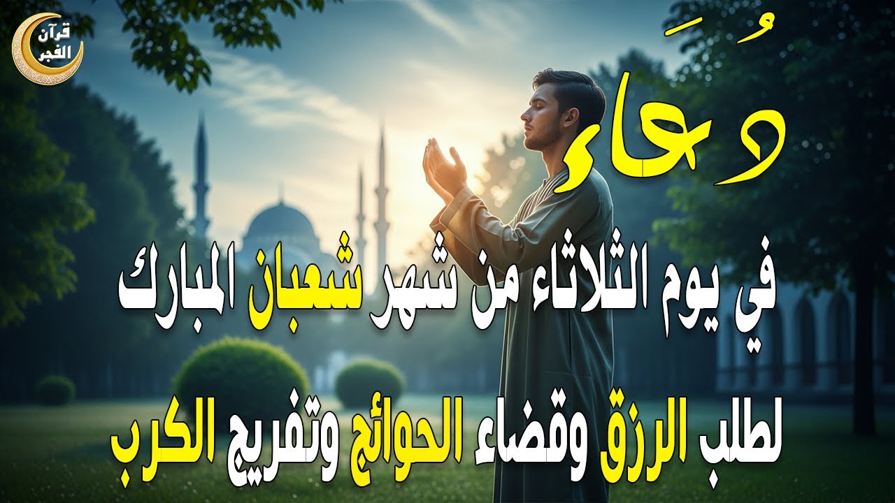 دعاء في يوم الثلاثاء من شهر شعبان بنية جلب الرزق وقضاء الحوائج وتفريج الهم وتيسير الأمور باذن الله