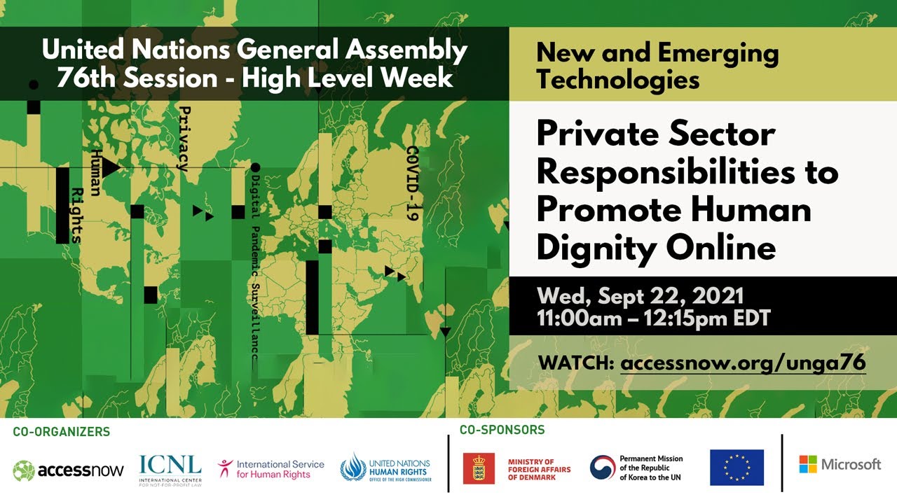 UNGA76 Side Event - Private Sector Responsibilities to Promote Human Dignity Online