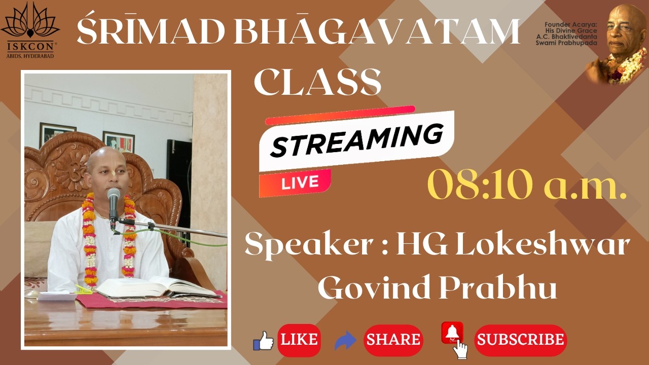 Srimad Bhagavatam Class | SB 5.17.12 | HG Lokeshwar Govind Prabhu | 20-2-26 | ISKCON Abids Hyderabad