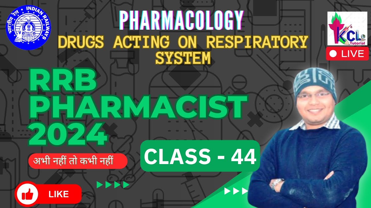 RRB Pharmacist 2024 Class -44 | Drug Acting on Respiratory System - Pharmacology , MCQ Live Class