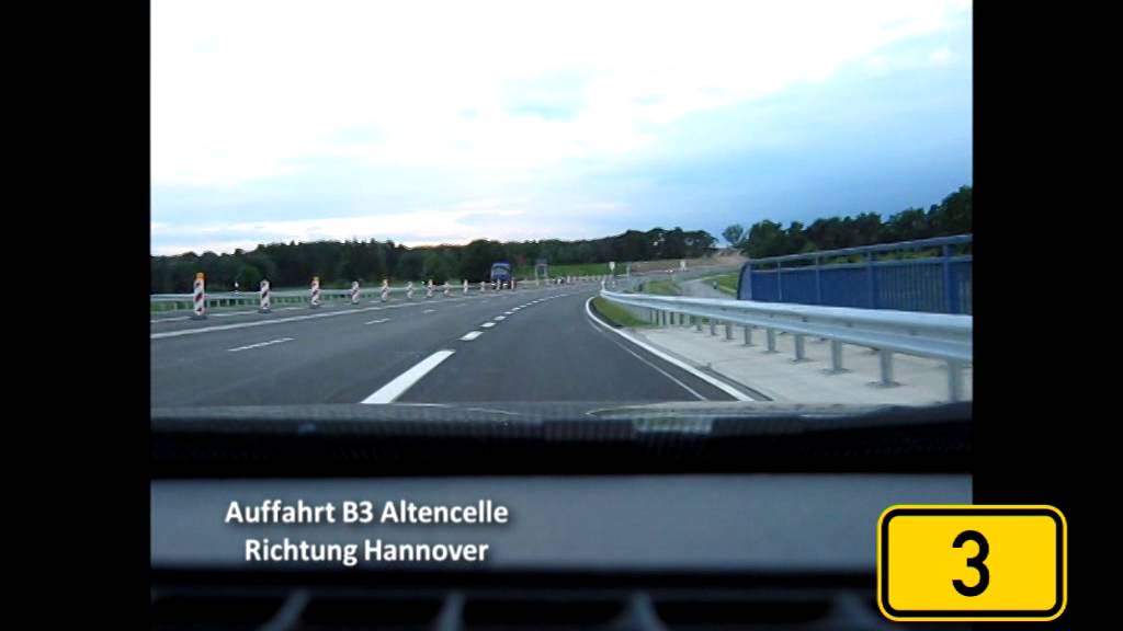 Kamerafahrt Bundesstrasse 3 Nienhagen - Altencelle - Nienhagen