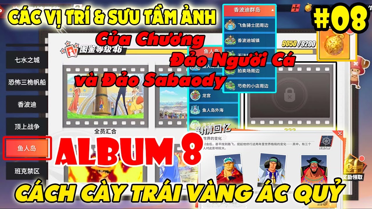 Hướng Dẫn Vị Trí và Sưu Tầm Ảnh ALBUM 8 Đảo Người Cá & Sabaody Để Cày Trái - One Piece Fighting Path