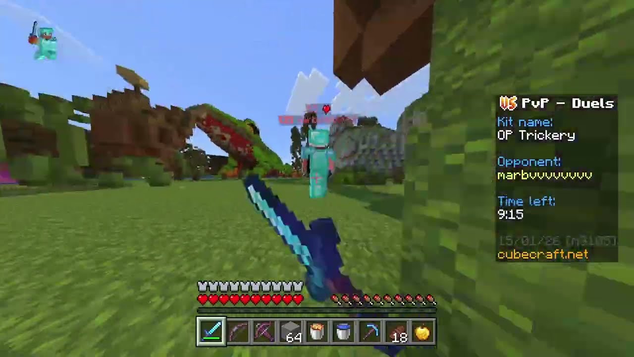Doing crazy delay on Minecraft PVP duels
