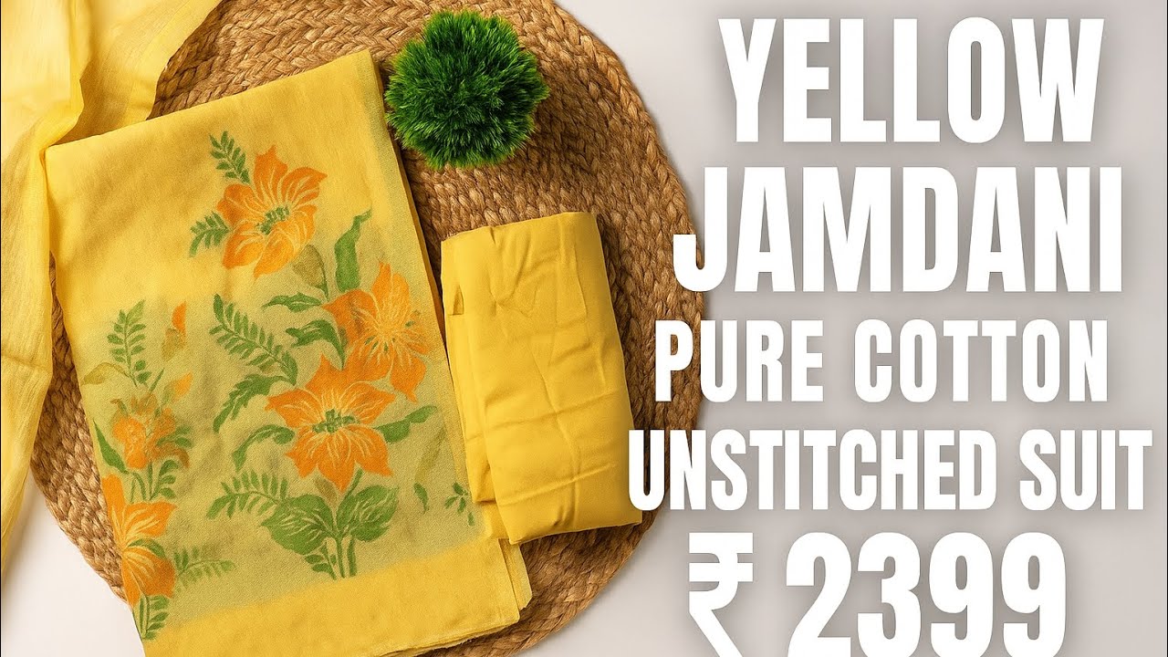 🌼 Yellow Jamdani Cotton Unstitched Suit Review | A1 Quality | Gajrai ₹2399 🌼