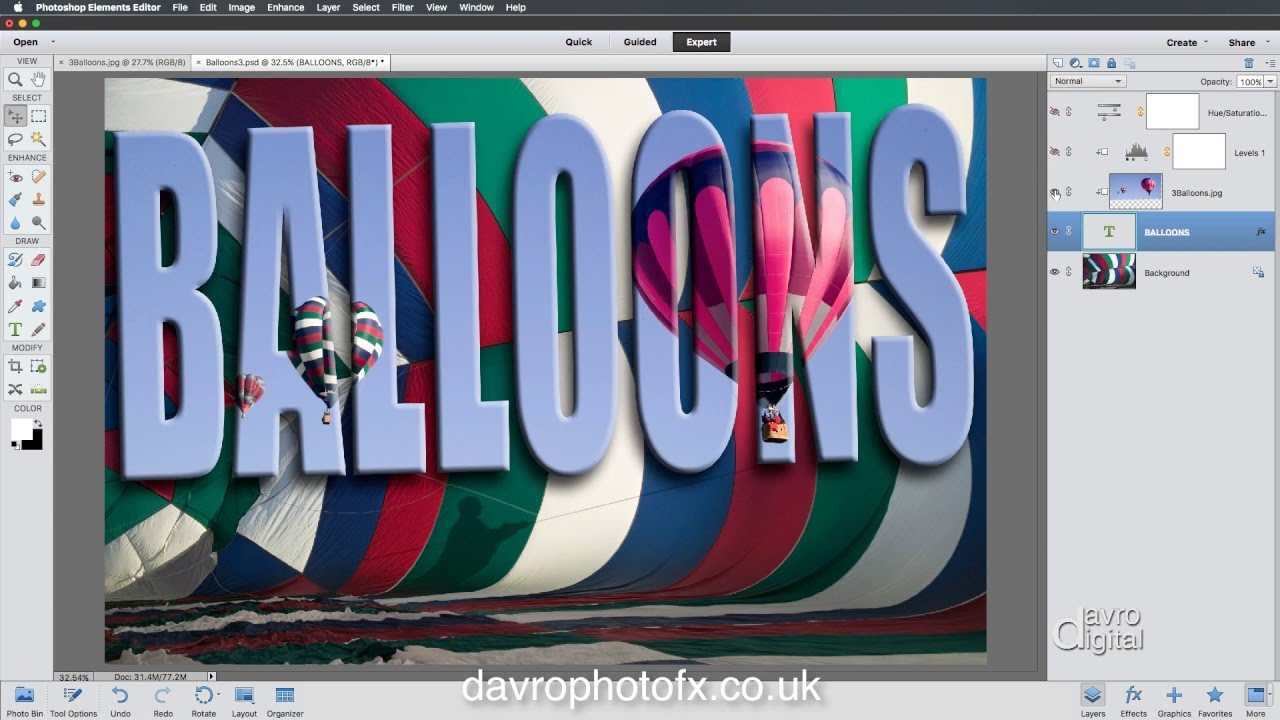 Clipping mask montage in Photoshop Elements