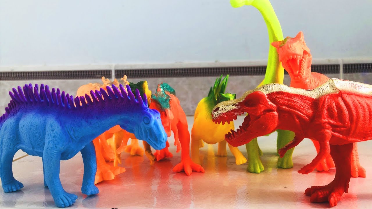 Khủng long bạo chúa dạ quang khủng long gai cổ dài nhiều màu sắc mở hộp và review khủng long mới 13+