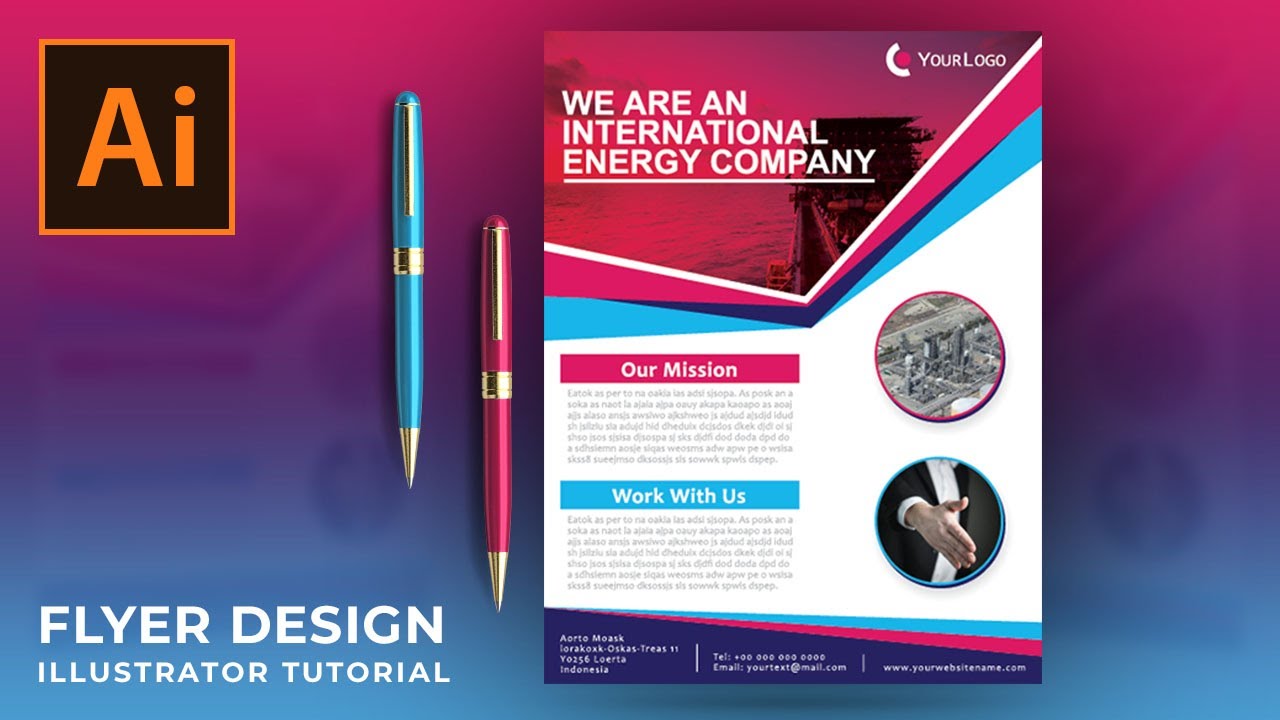 Flyer Design in Adobe Illustrator | Oil & Gas Company Flyer