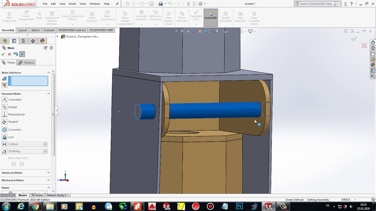 Hinged pole (solidworks)