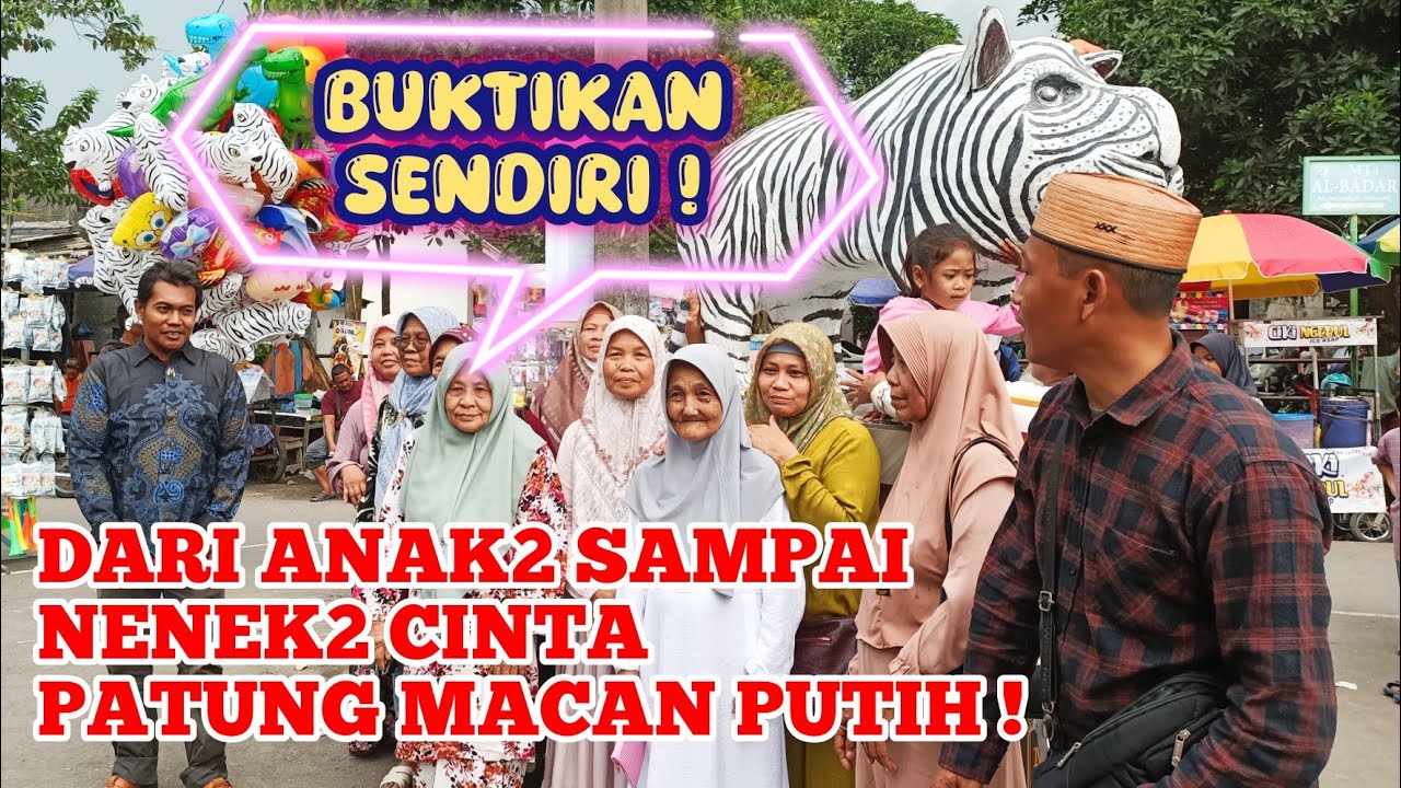 DARI ANAK2 HINGGA NENEK2 SEMUA CINTA PATUNG MACAN PUTIH DARI KEDIRI!