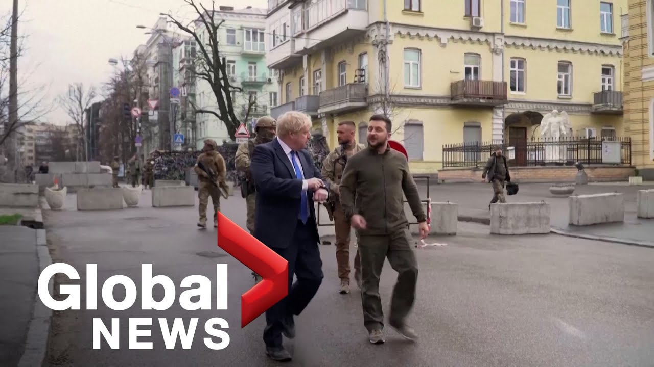 Boris Johnson tours Kyiv with Ukraine’s Volodymyr Zelenskyy