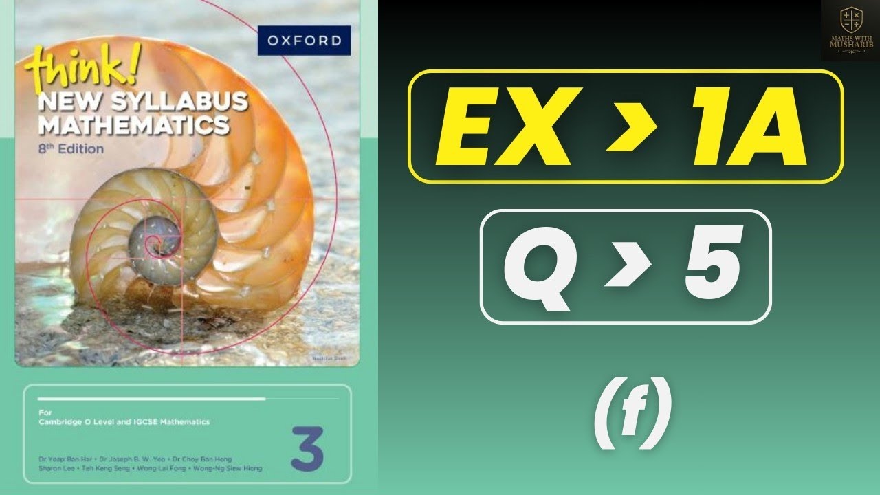 THINK! NSM BOOK 3 | D3 (8th EDITION) | EX:1A | Q5 part(f)