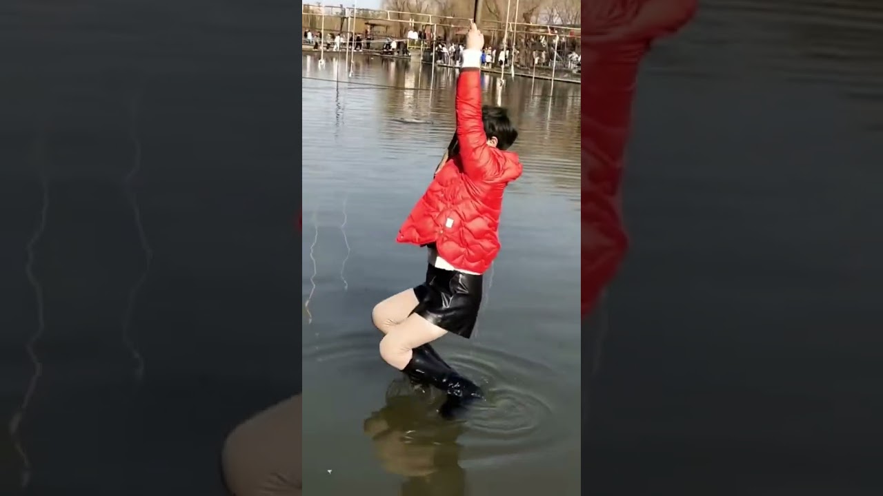 Wet high boots and full of water