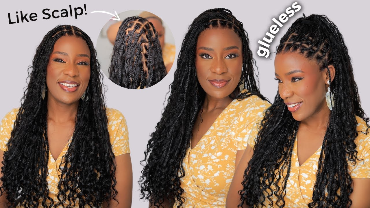 Mind Blown! Realistic Full Lace Knotless Boho Long Braided Wig With Invisi Drawstring ft LUVME Hair