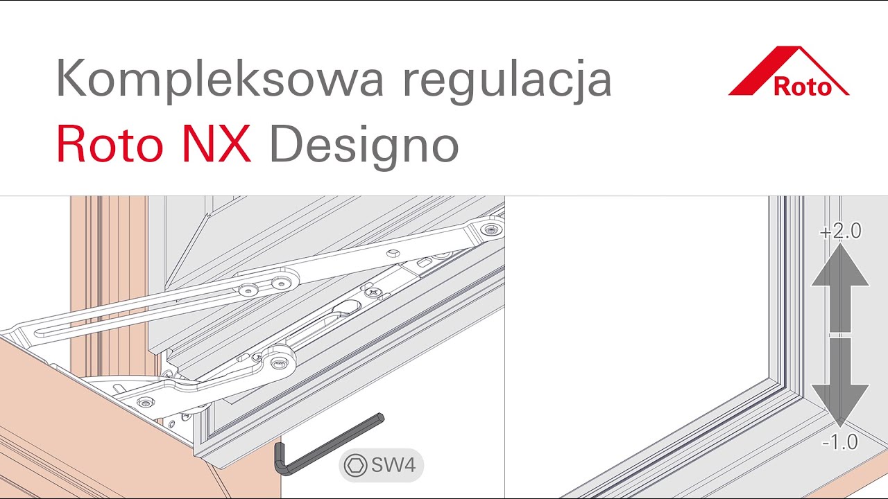 Roto NX  Designo: kompleksowa regulacja. Zawiasy i rolki ryglujące.