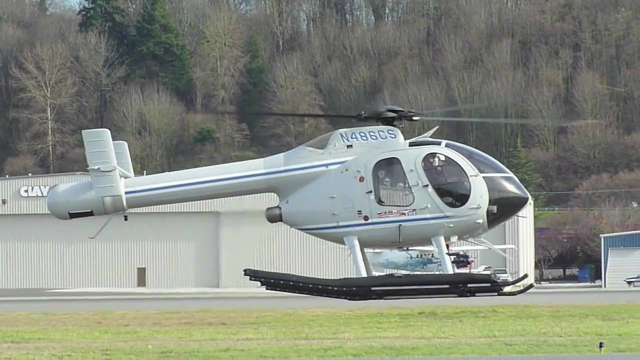 MD520 Notar Helicopter practicing emergency maneuvers at KBFI Seattle