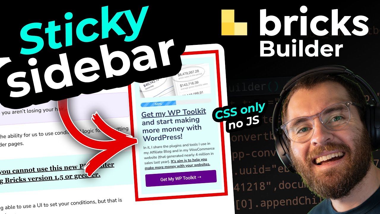 Закрепленная боковая панель в Bricks Builder — БЕЗ КОДИРОВАНИЯ или JavaScript — ПРИКРЕПЛЯЙТЕ элем...
